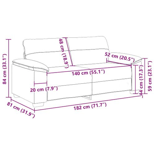 Canapé 2 Places Noir  182 x 81 x 84 cm  Simili