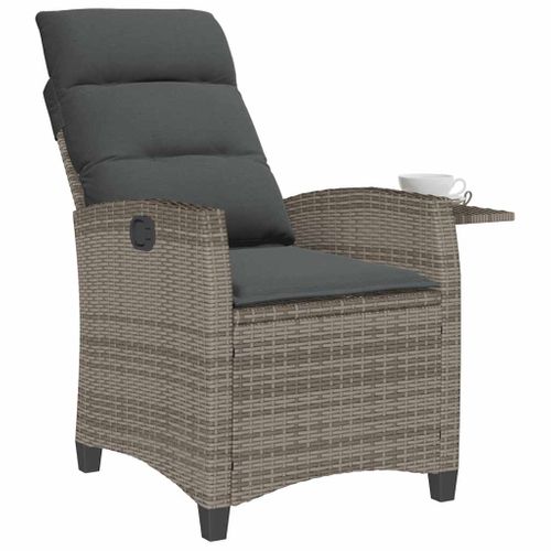 Chaise De Jardin Inclinable Avec Table D'appoint Gris Polyrotin