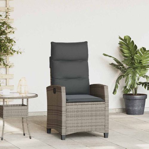 Chaise De Jardin Inclinable Avec Table D'appoint Gris Polyrotin