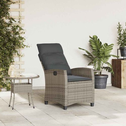 Chaise De Jardin Inclinable Avec Table D'appoint Gris Polyrotin