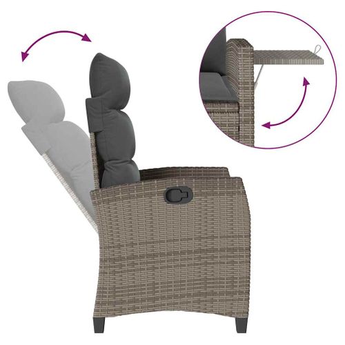 Chaise De Jardin Inclinable Avec Table D'appoint Gris Polyrotin