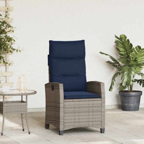 Chaise De Jardin Inclinable Avec Table D'appoint Gris Polyrotin