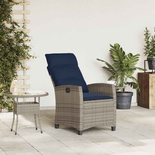 Chaise De Jardin Inclinable Avec Table D'appoint Gris Polyrotin