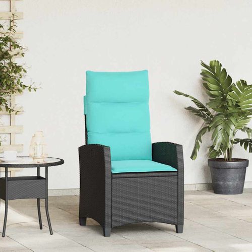 Chaise De Jardin Inclinable Avec Table D'appoint Noir Polyrotin