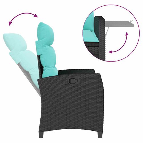 Chaise De Jardin Inclinable Avec Table D'appoint Noir Polyrotin