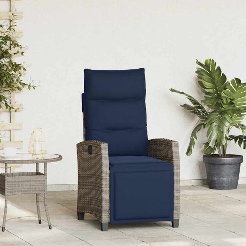 Chaise De Jardin Inclinable Avec Table D'appoint Gris Polyrotin