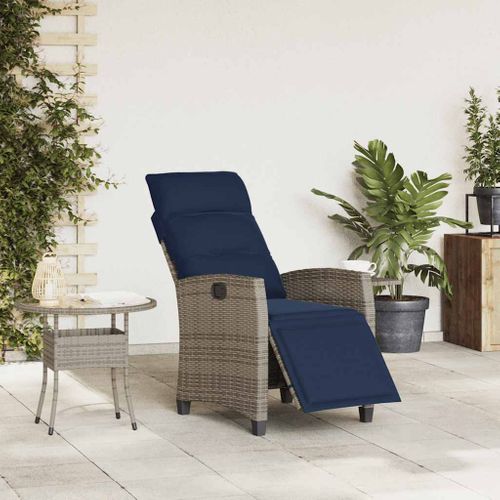 Chaise De Jardin Inclinable Avec Table D'appoint Gris Polyrotin