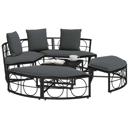 Lit De Salon D'extérieur Sans Auvent Noir Résine Tressée