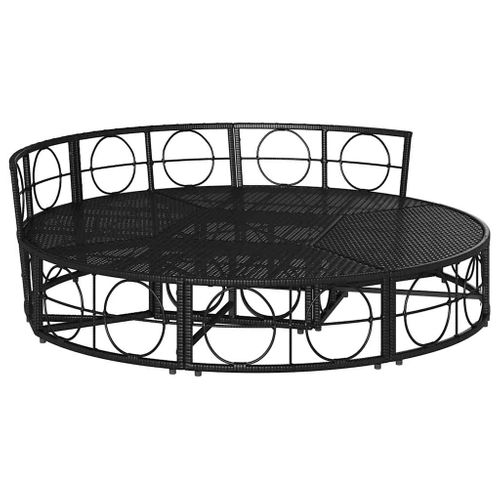 Lit De Salon D'extérieur Sans Auvent Noir Résine Tressée