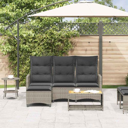 Canapé De Jardin Inclinable Coussins Forme De L Gris Polyrotin