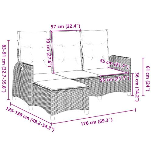 Canapé De Jardin Inclinable Coussins Forme De L Gris Polyrotin