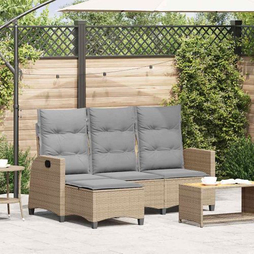 Canapé De Jardin Inclinable Coussins Forme De L Beige Polyrotin
