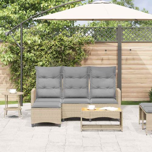 Canapé De Jardin Inclinable Coussins Forme De L Beige Polyrotin