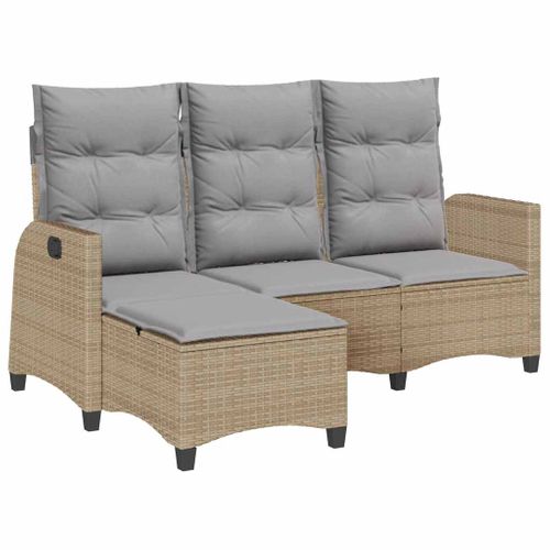 Canapé De Jardin Inclinable Coussins Forme De L Beige Polyrotin