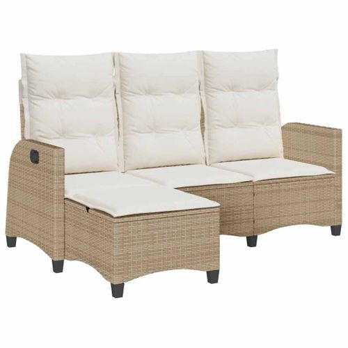 Canapé De Jardin Inclinable Coussins Forme De L Beige Polyrotin
