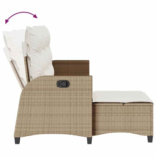 Canapé De Jardin Inclinable Coussins Forme De L Beige Polyrotin
