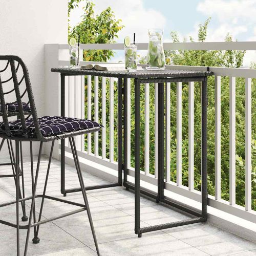 Table De Jardin Pliante Noir 90 X 51 X 75 Cm Polyrotin