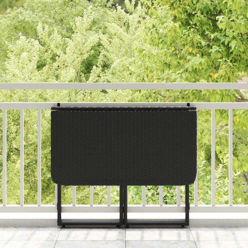 Table De Jardin Pliante Noir 90 X 51 X 75 Cm Polyrotin
