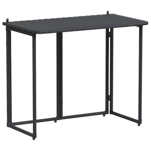 Table De Jardin Pliante Noir 90 X 51 X 75 Cm Polyrotin