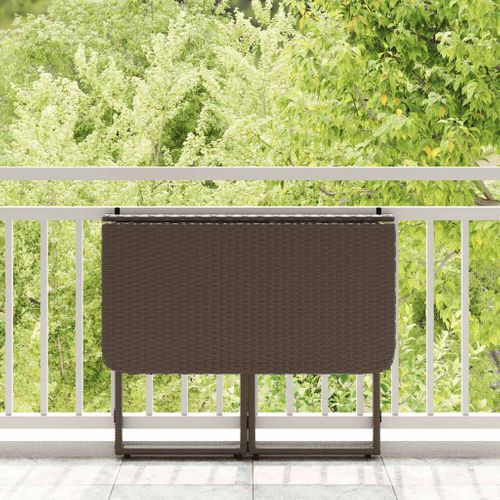 Table De Jardin Pliante Marron 90 X 51 X 75 Cm Polyrotin