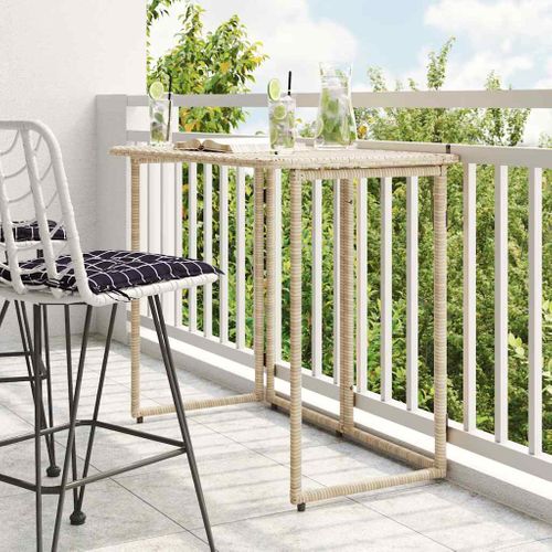 Table De Jardin Pliante Beige 90 X 51 X 75 Cm Polyrotin