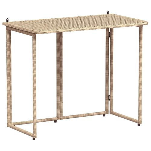 Table De Jardin Pliante Beige 90 X 51 X 75 Cm Polyrotin