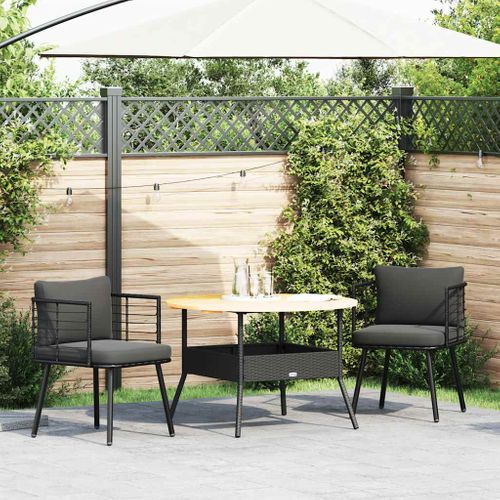 Chaises De Jardin Lot De 2 Avec Coussins Noir Résine Tressée