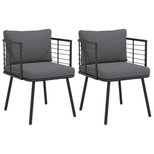 Chaises De Jardin Lot De 2 Avec Coussins Noir Résine Tressée