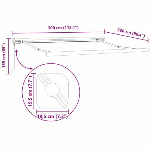 Auvent Rétractable Rouge Et Blanc 300 X 250 Cm Tissu Et Métal