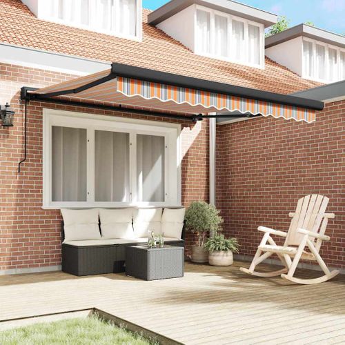 Auvent Rétractable Multicolore 300 X 250 Cm Tissu Et Métal