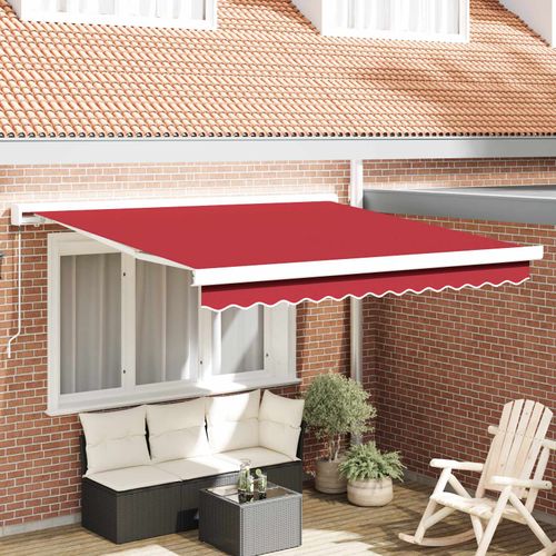 Auvent Rétractable Rouge 300 X 250 Cm Tissu Et Métal