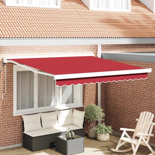 Auvent Rétractable Rouge 300 X 250 Cm Tissu Et Métal