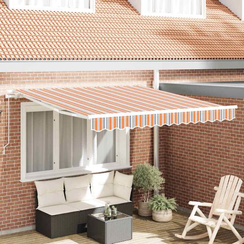 Auvent Rétractable Orange Gris Bleu Blanc 350 X 250 Cm Tissu