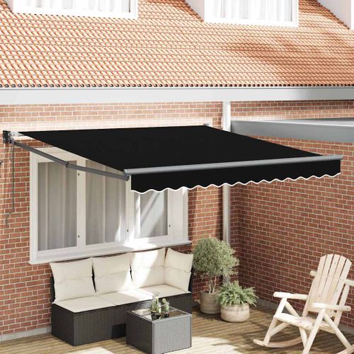 Auvent Rétractable Noir 350 X 250 Cm Tissu