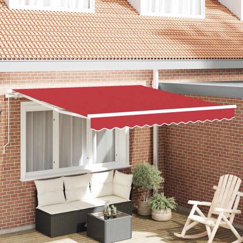 Auvent Rétractable Rouge 350 X 250 Cm Tissu
