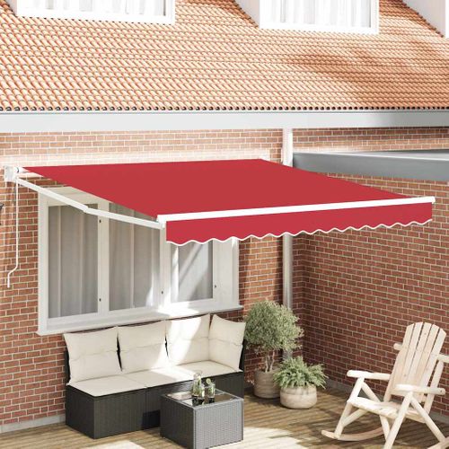 Auvent Rétractable Rouge 350 X 250 Cm Tissu