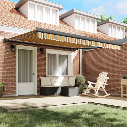 Auvent Rétractable Multicolore 400 × 300 Cm Tissu, Métal