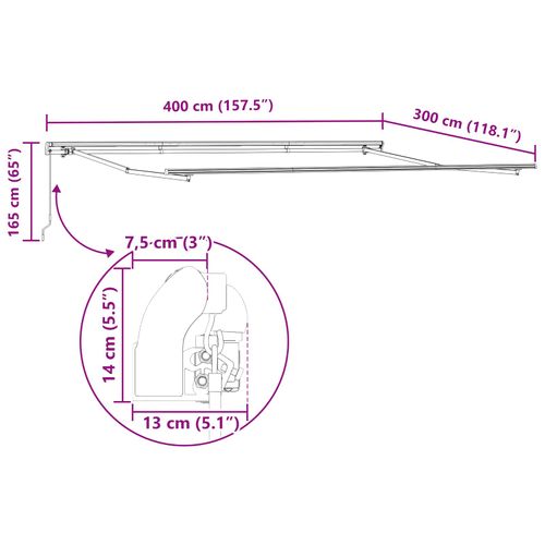 Auvent Rétractable Blanc 400 × 300 Cm Polyester