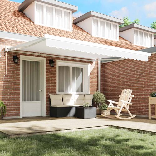 Auvent Rétractable Blanc 400 ×300 Cm Tissu Et Métal