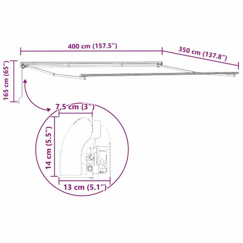 Auvent Rétractable Blanc 400 × 350 Cm Tissu Et Métal