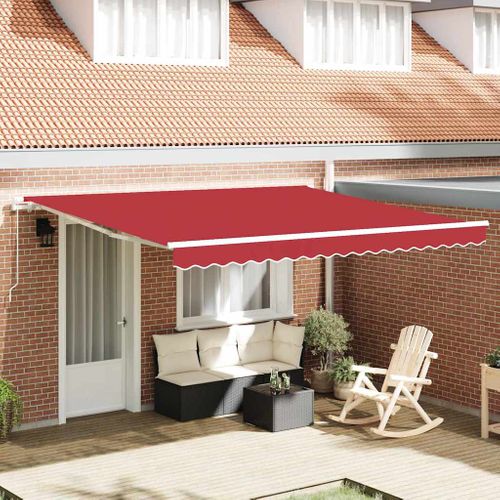 Auvent Rétractable Rouge 400 × 350 Cm Tissu Et Métal