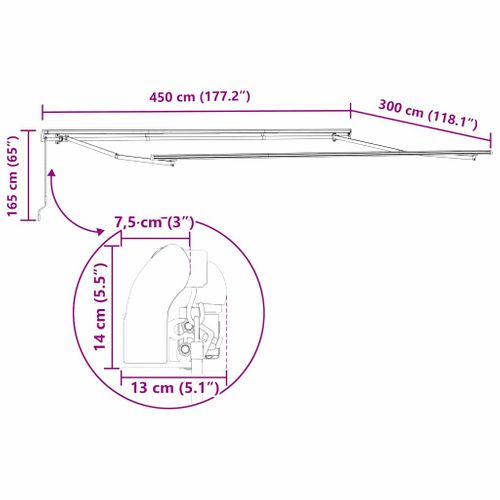 Auvent Rétractable Orange Et Marron 450 × 300 Cm Tissu Et Métal