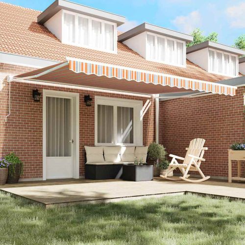 Auvent Rétractable Multicolore 450 × 300 Cm Polyester Et Métal