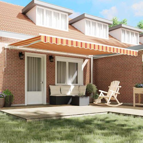 Auvent Rayé Jaune Et Orange 4,5 × 3,5 M Polyester Et Métal