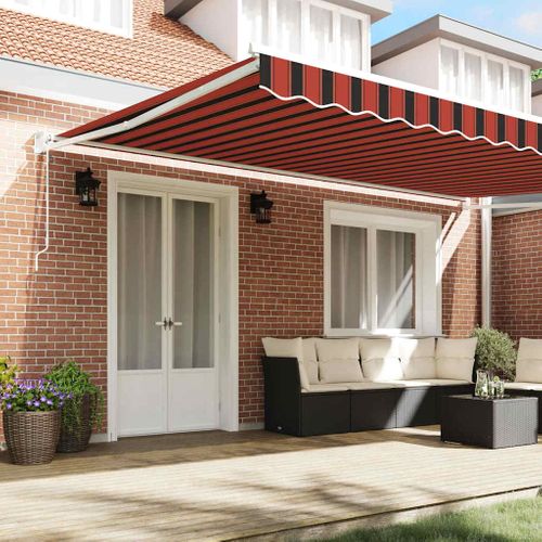 Auvent Rétractable Orange Et Marron 500 × 300 Cm Tissu Et Métal