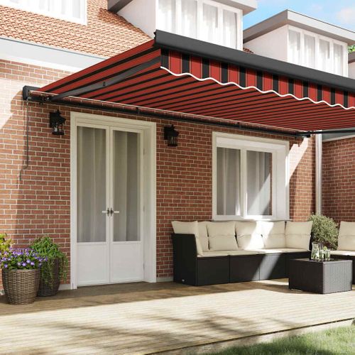 Auvent Rétractable Orange Et Marron 500 ×300 Cm Tissu Et Métal