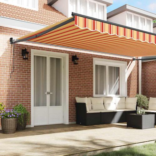 Auvent Rétractable Crème 500 × 300 Cm Tissu Et Métal