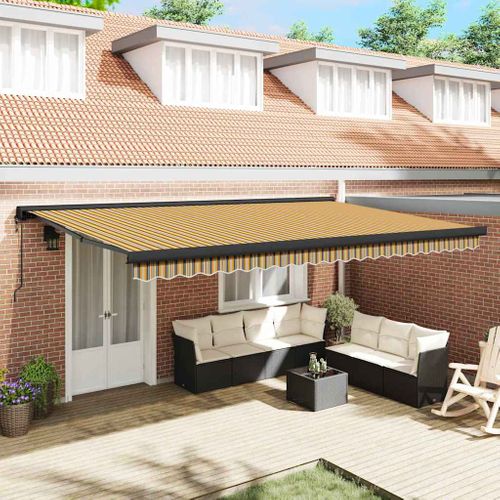 Auvent Rétractable Multicolore 500 × 300 Cm Tissu, Métal