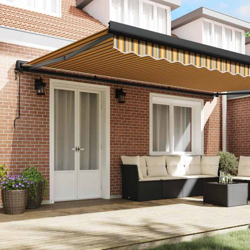 Auvent Rétractable Multicolore 500 × 300 Cm Tissu, Métal