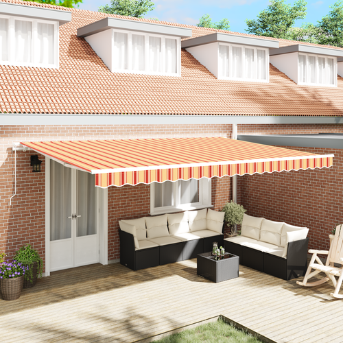 Auvent Rétractable Manuel En Jaune Et Orange 500x350 Cm